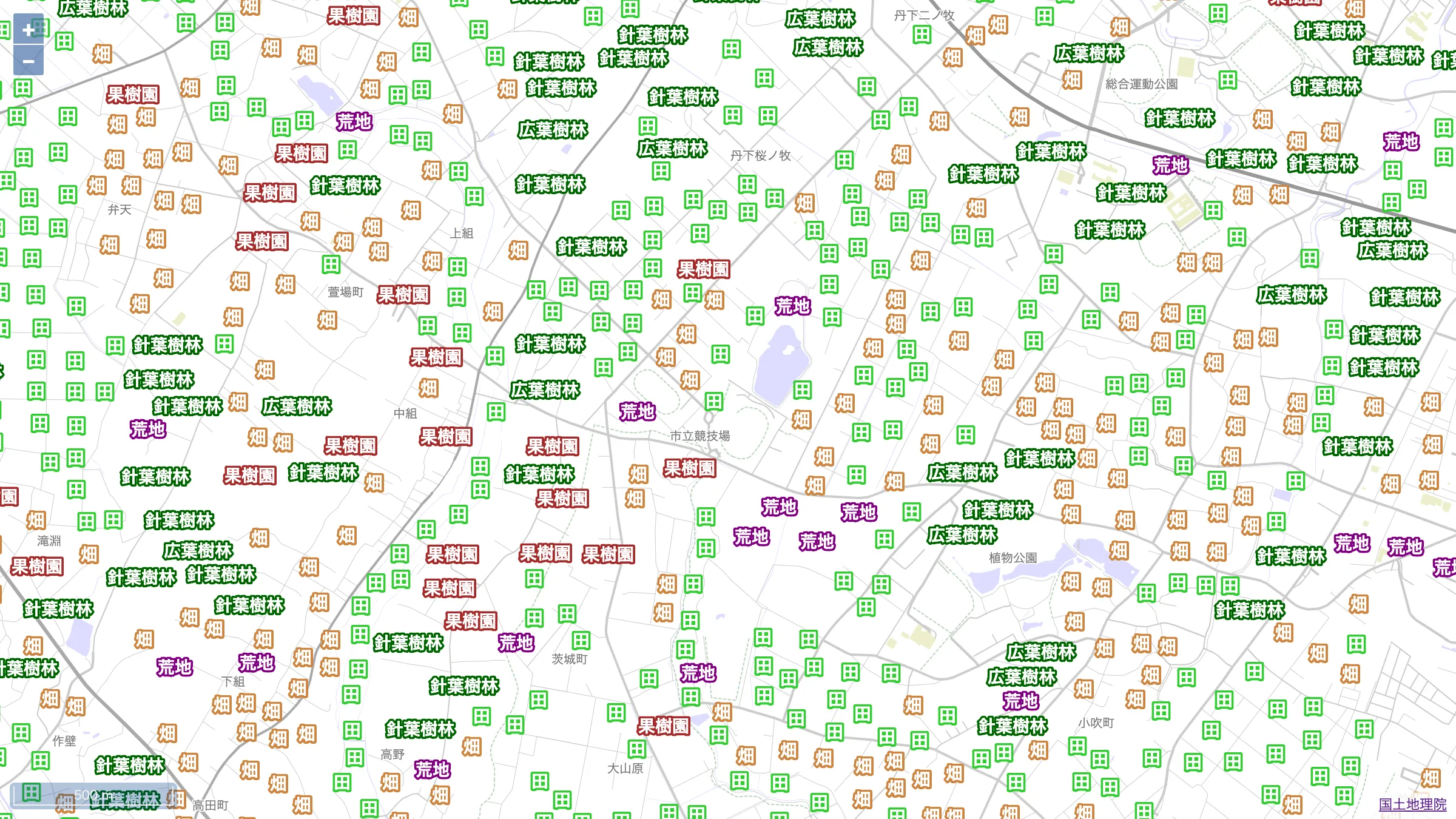 土地利用地図 ケーズデンキスタジアム周辺